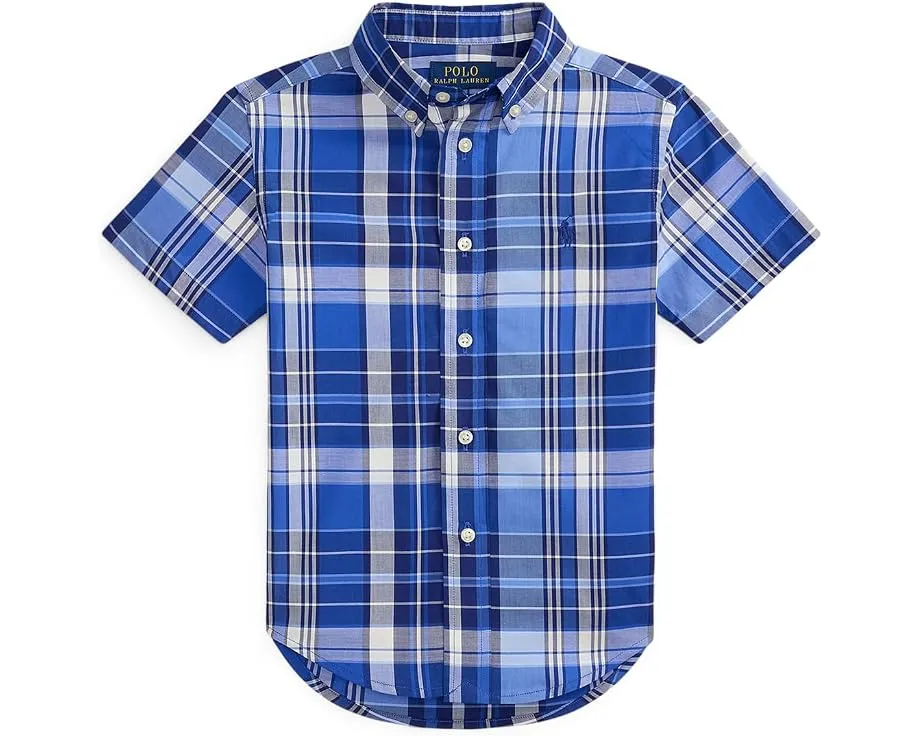 Рубашка Polo Ralph Lauren Kids с коротким рукавом из хлопкового поплина в клетку