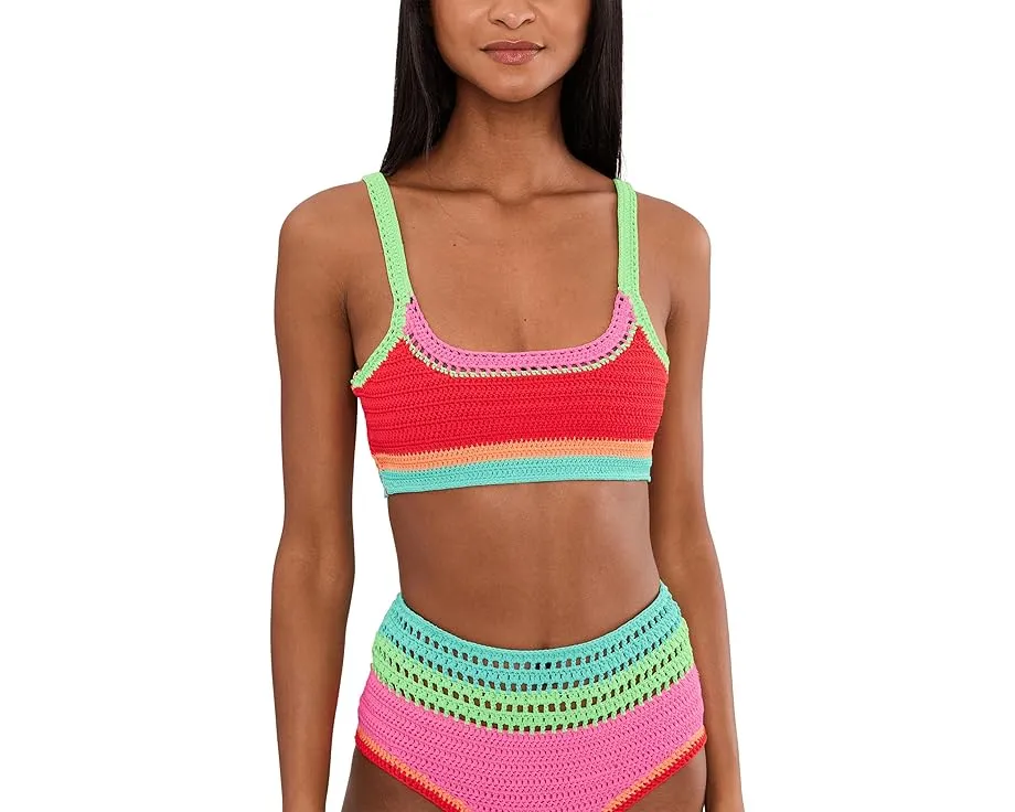 Кроп-топ Milana с цветными блоками и воротником лодочкой из смесового нейлона