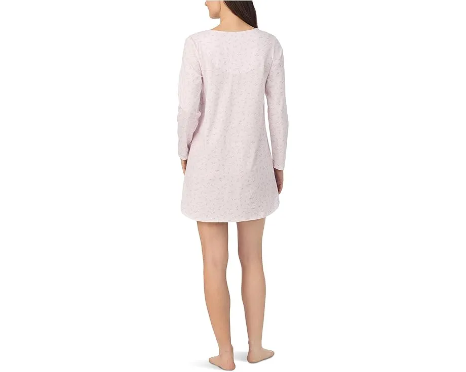 Ночная рубашка Eileen West короткая с длинным рукавом из хлопкового трикотажа