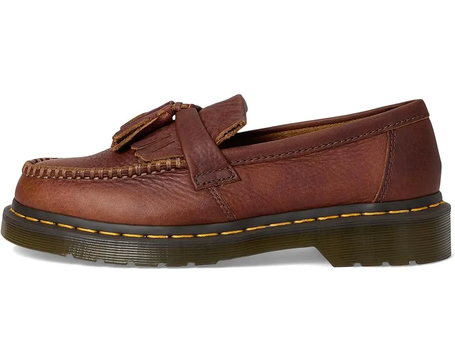 Кожаные лоферы Dr. Martens Adrian с желтой строчкой и декоративными кисточками