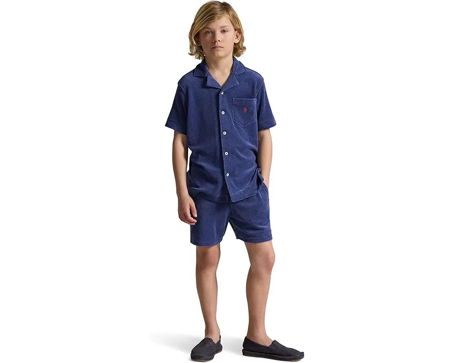 Детская рубашка Terry Camp Shirt от Polo Ralph Lauren в синем цвете