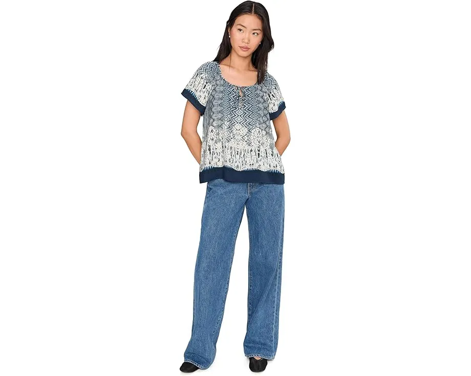 Топ Liverpool Los Angeles с коротким рукавом и завязкой спереди в этническом принте