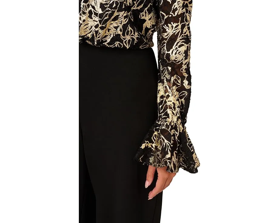 Комбинезон из кружева и крепа с длинными рукавами от Adrianna Papell