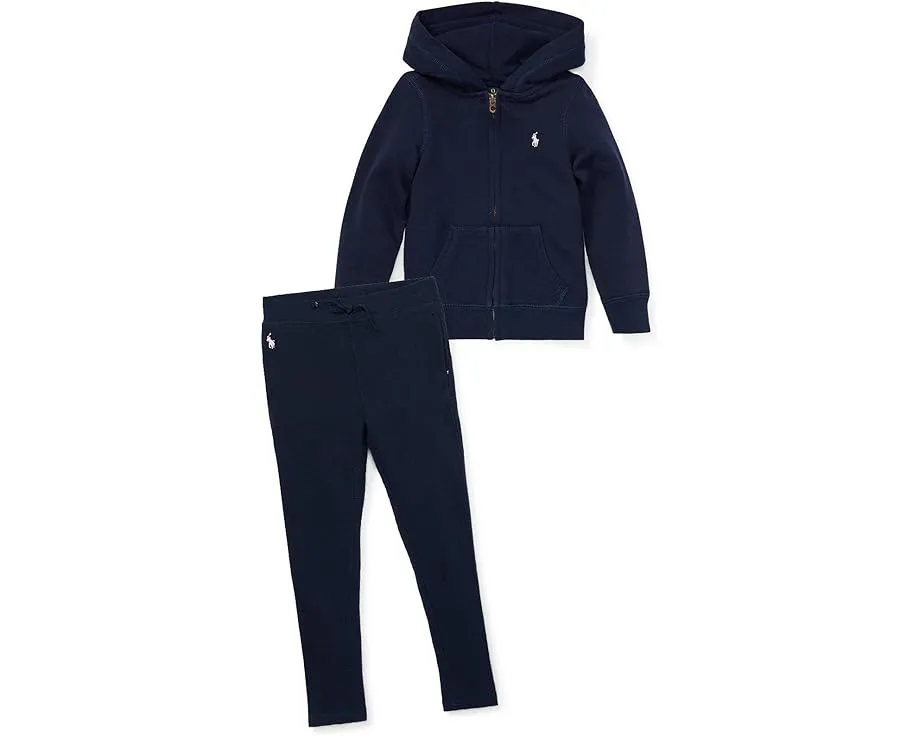 Леггинсы Polo Ralph Lauren Kids из френч терри для младших детей с бантом на поясе