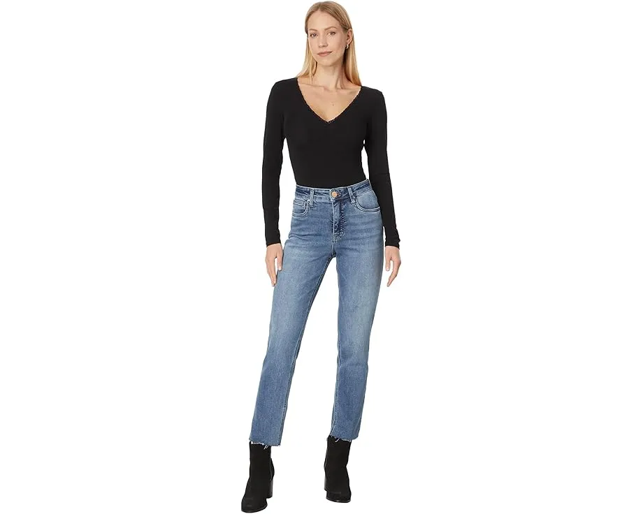 Джинсы Rachael High Rise Fab Ab Mom Raw Hem Long Inseam KUT from the Kloth с необработанным краем
