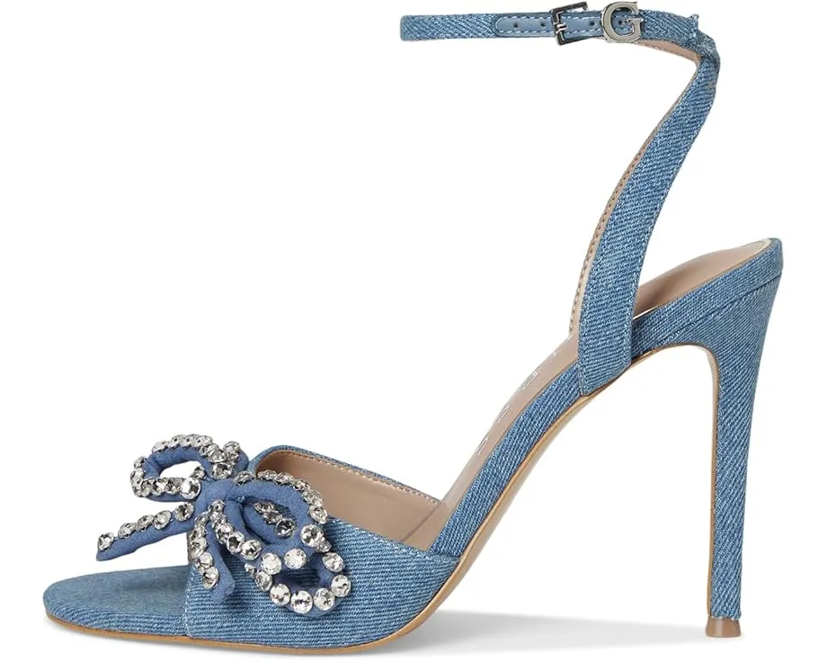 GUESS Вечерние сандалии Charmin с джинсовым верхом и стразами на каблуке-шпильке