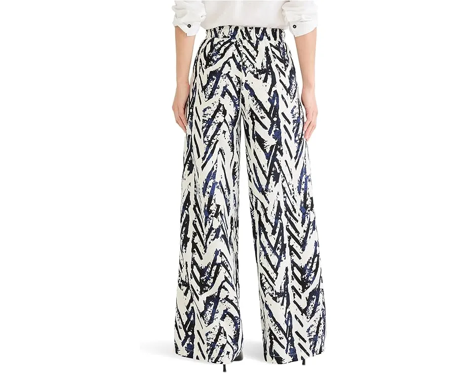 Широкие льняные брюки NIC+ZOE Petite 31" индиго с перекрестным узором