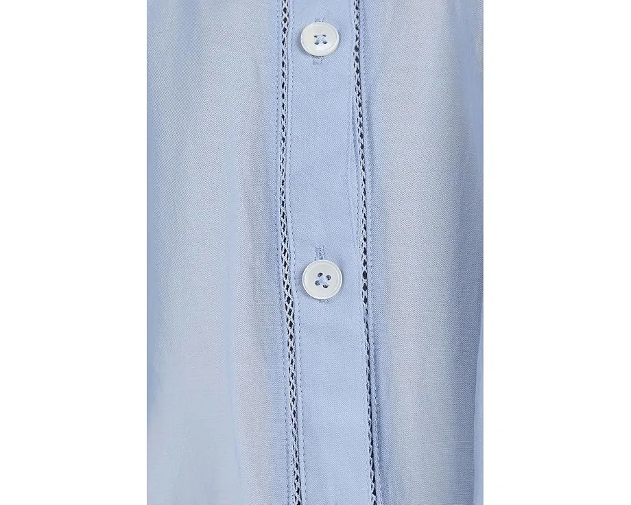 Блузка Madewell Shirred Crewneck с короткими рукавами и застежкой на пуговицах