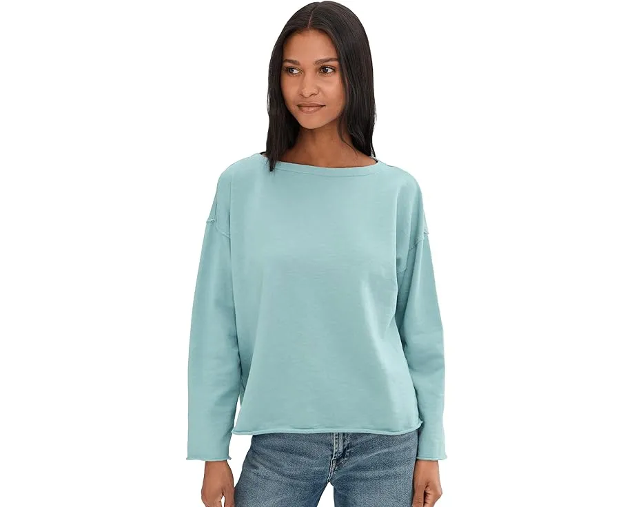 Блуза свободного кроя с лодочкой из окрашенного в готовом виде махрового полотна Eileen Fisher