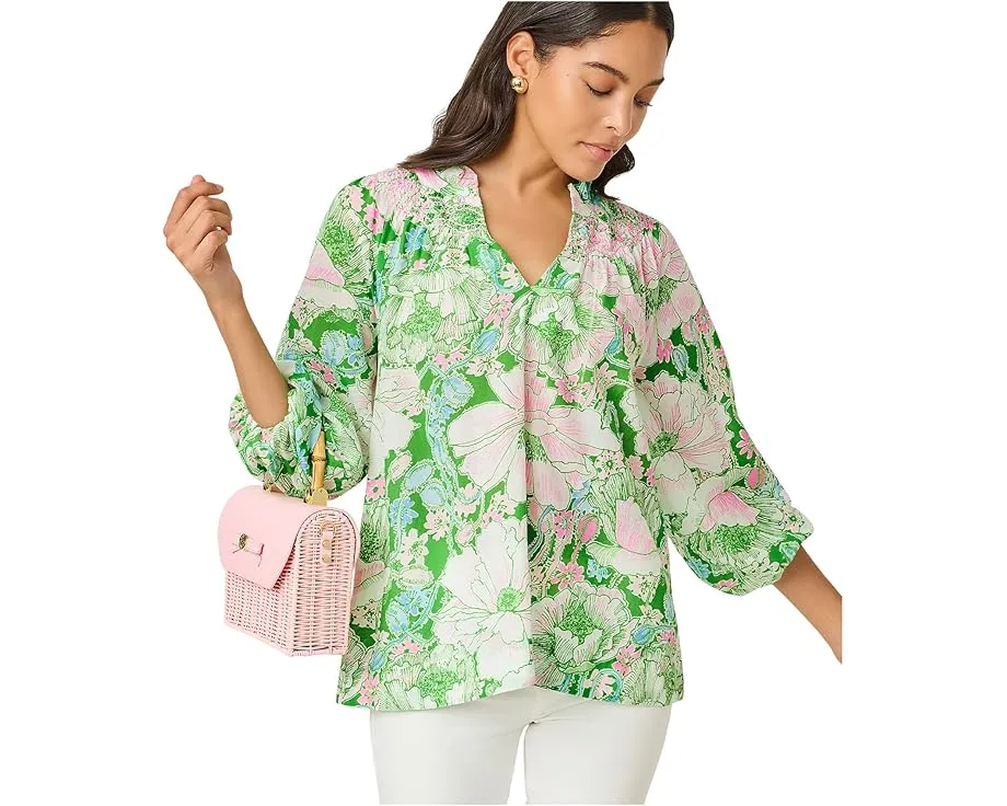 Блуза Lilly Pulitzer Lourdes 3/4 Sleeve Cotton с цветочным принтом