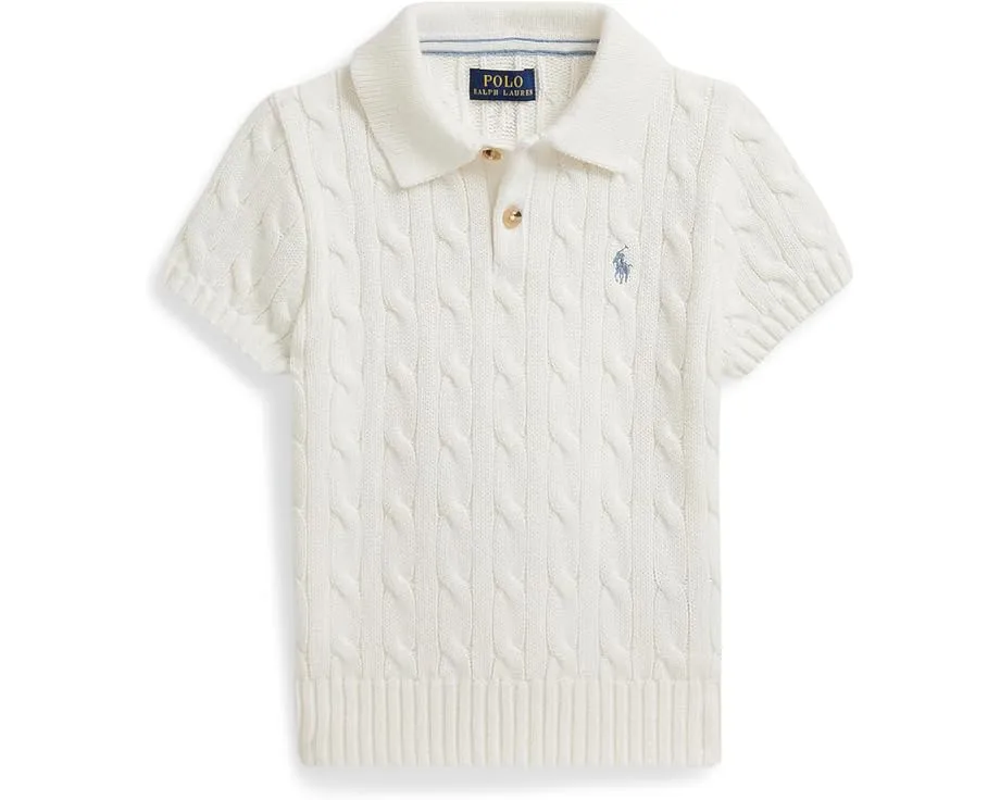 Детский свитер поло Polo Ralph Lauren Kids с жаккардовым узором и короткими рукавами
