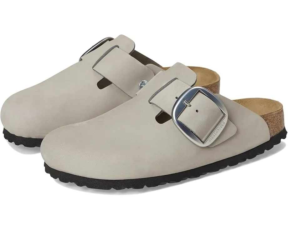 Клоги Birkenstock Boston Big Buckle из нубука с пробковой стелькой