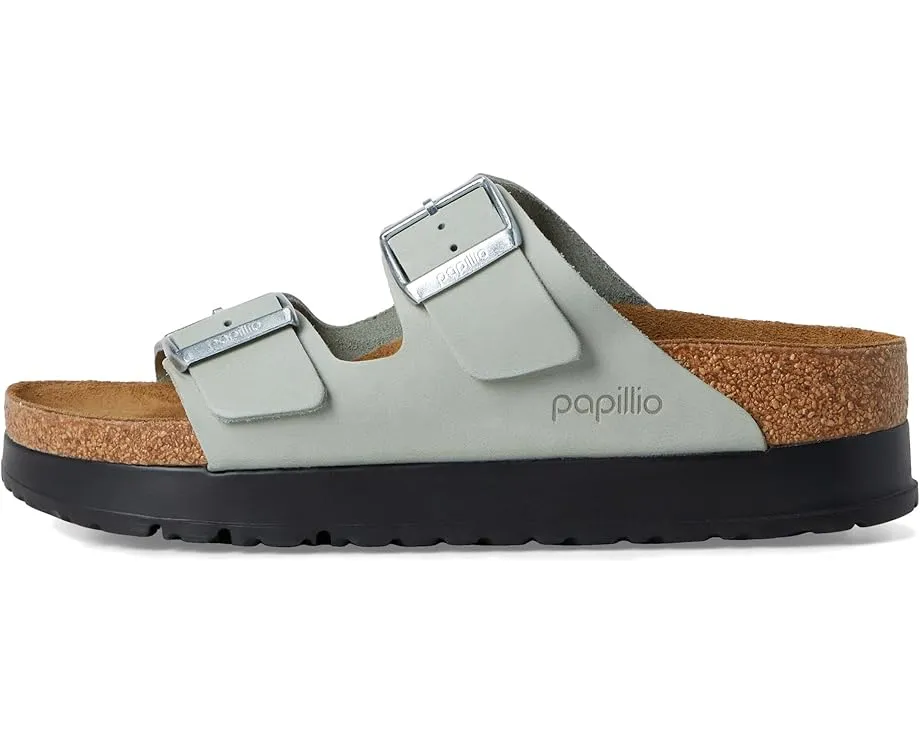 Сандалии Birkenstock Arizona Platform из нубука с пробково-латексной стелькой