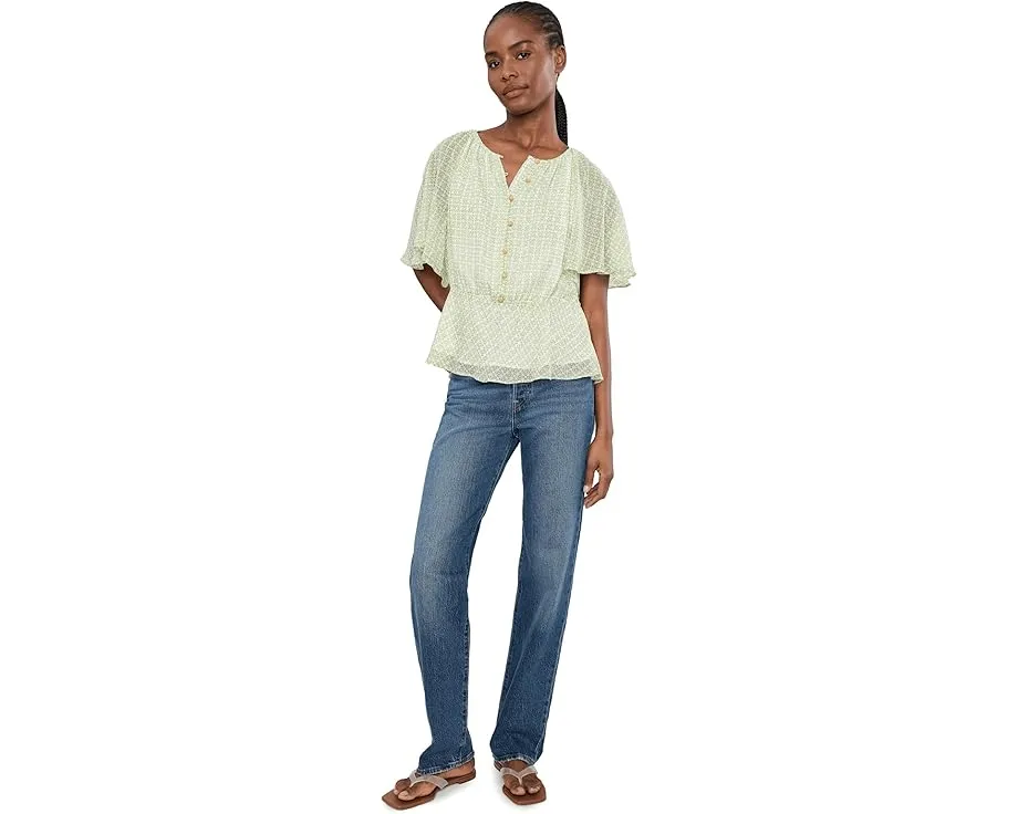 Топ с V-образным вырезом и двойными воланами Peplum от Vince Camuto