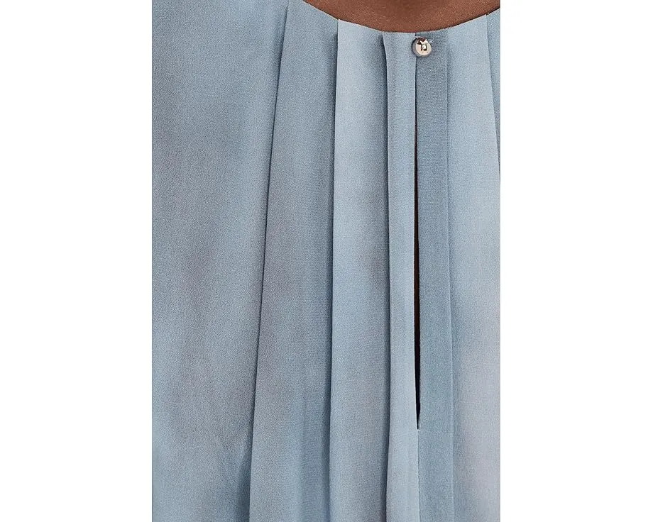 Блузка Vince Gathered Cap Sleeve Blouse из шелка крепдешин с омбре