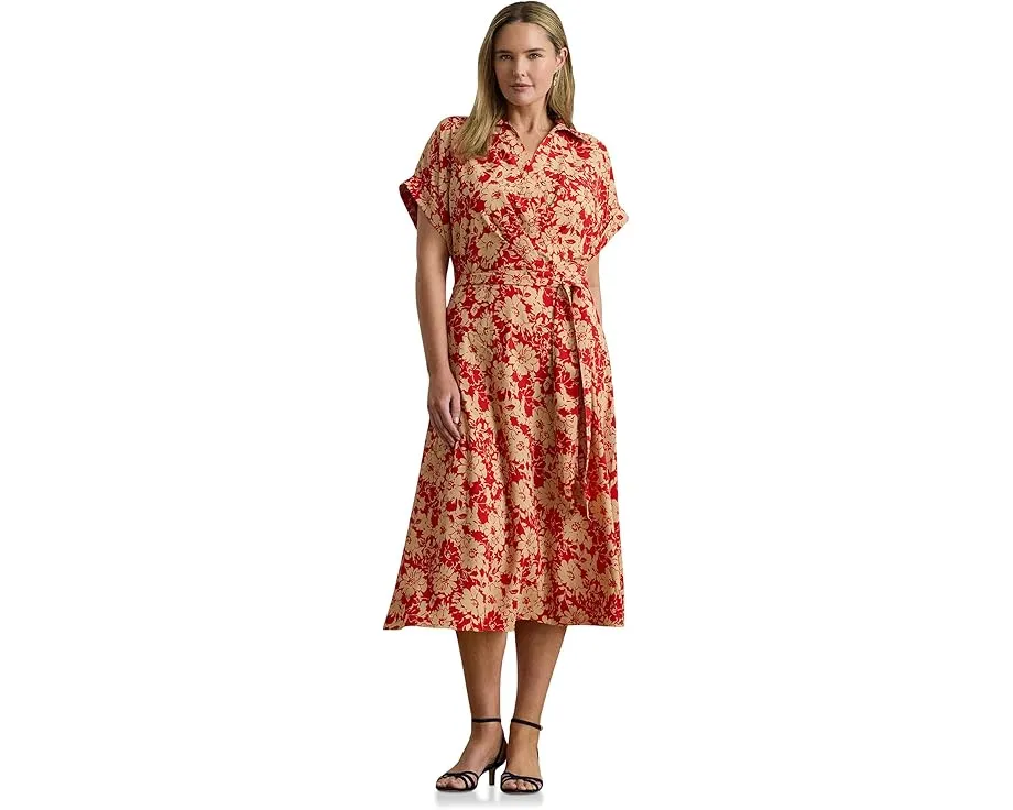 Платье Lauren Ralph Lauren с цветочным принтом на креповой ткани и поясом