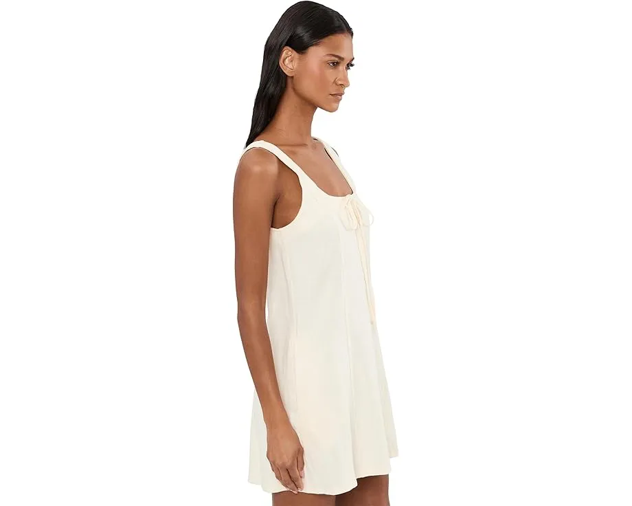 Chalk Mark A Line Flare Linen Dress in Beige
