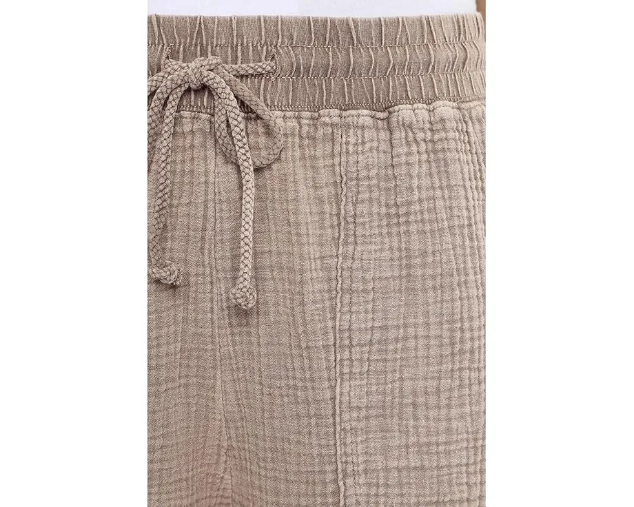 Широкие брюки Splendid Ava из хлопкового газа с эластичным поясом на шнурке