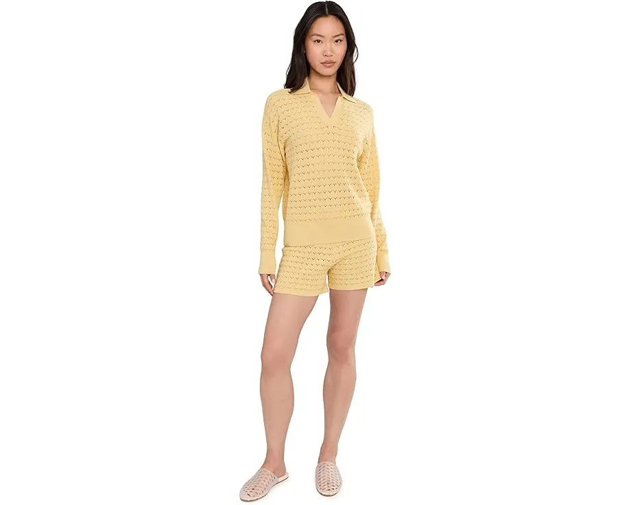 Heathered Cotton Tulip Pointel Collared Pullover