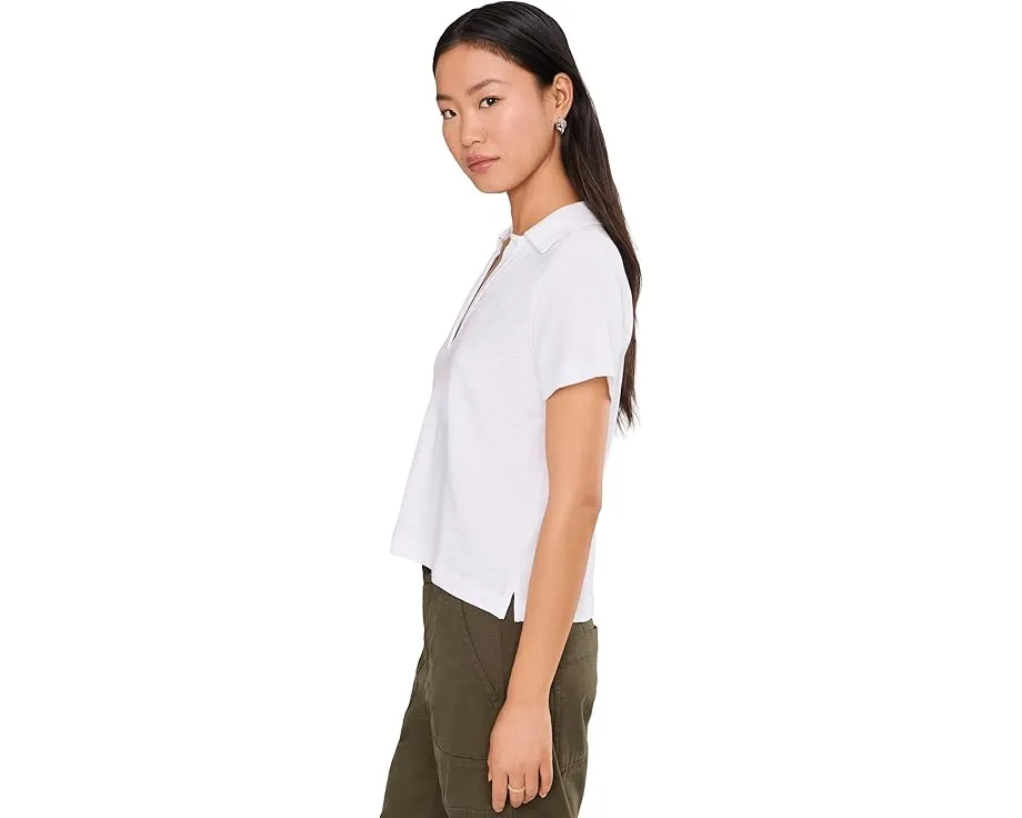 Поло Lilla P Vintage Short Sleeve из текстурированного хлопка с V-образным вырезом