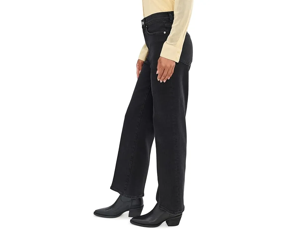 Широкие джинсы Madewell в цвете Black Frost с высокой посадкой и расклешенными штанинами