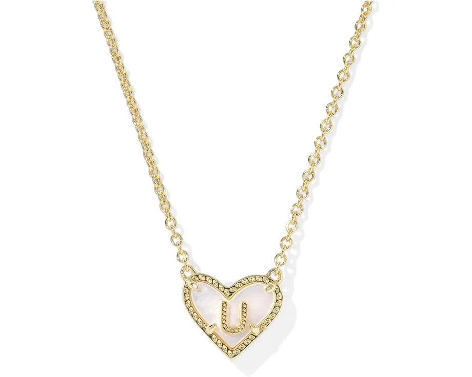 Kendra Scott Кулон Сердце с буквой на короткой цепочке из позолоченной латуни