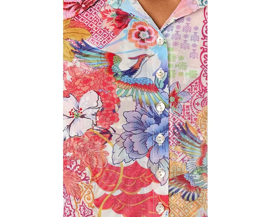 Johnny Was Блуза из сетки с застежкой на пуговицы