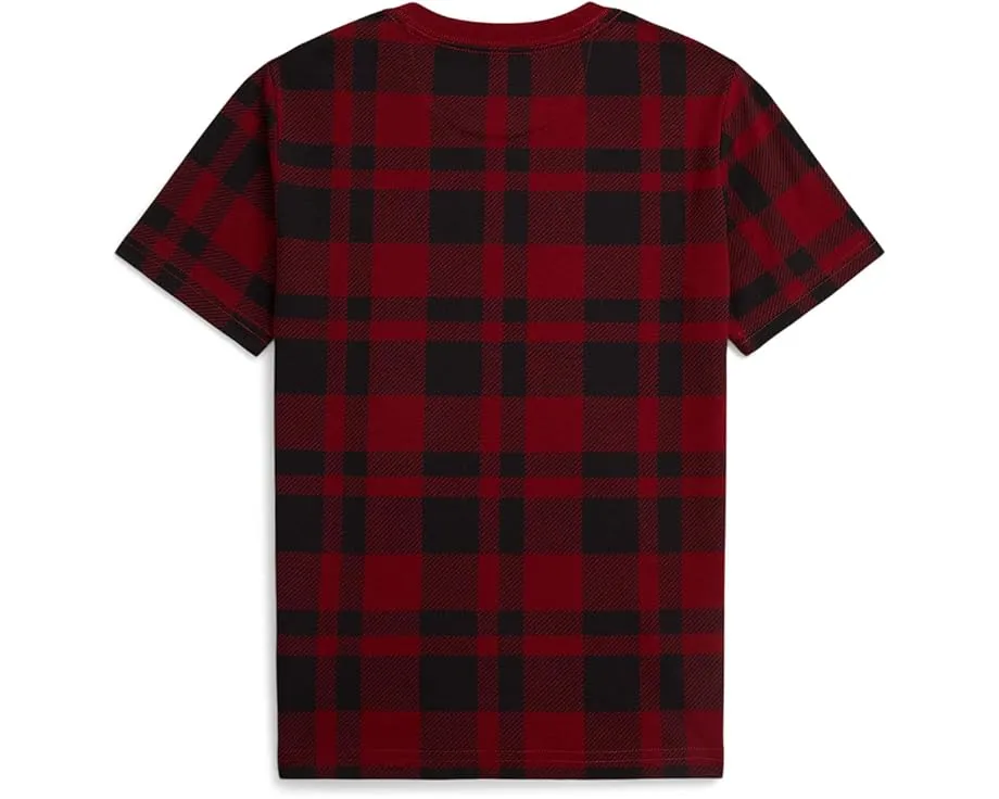 Хлопковая футболка Plaid Polo Bear Polo Ralph Lauren Kids для малышей и младших детей