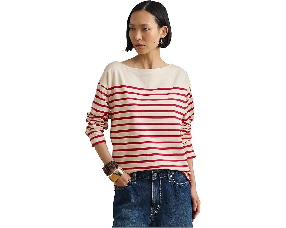 Топ Striped Jersey Boatneck в полоску из джерси Lauren Ralph Lauren