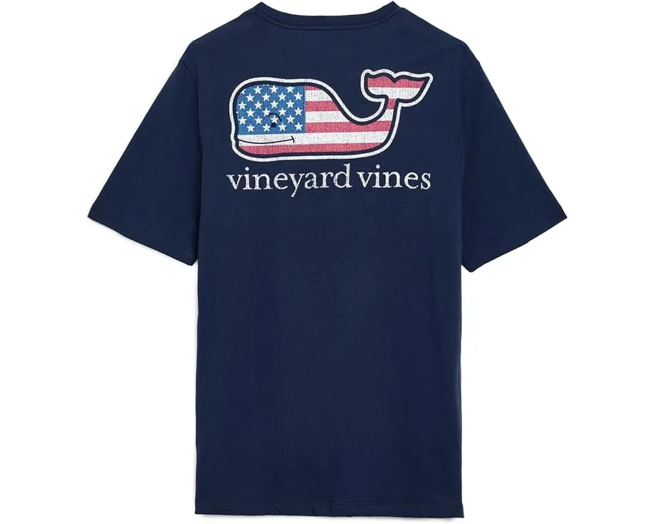 Детский футболка Vineyard Vines Flag Whale с карманом и коротким рукавом