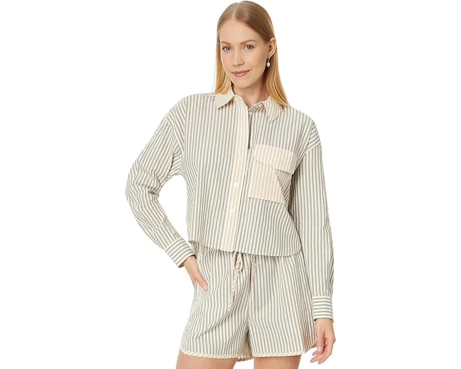 Короткая блуза Madewell Flap-Pocket Crop Button-Up в полоску из поплина