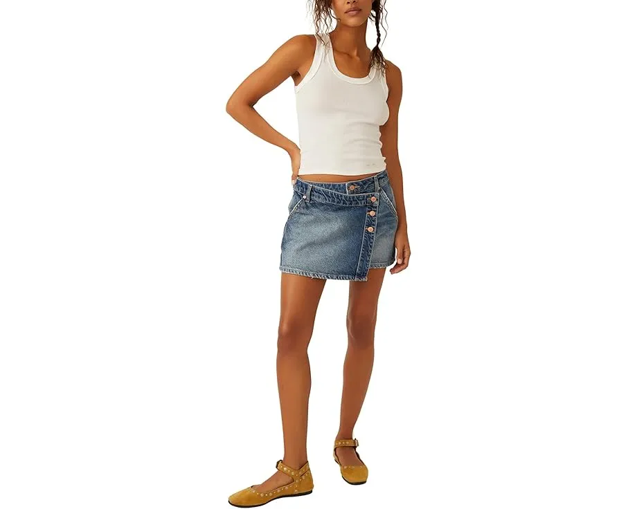 Free People Wynne Denim Skirt джинсовая юбка миди на пуговицах