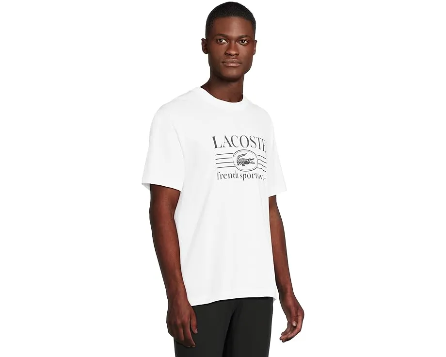 Футболка Lacoste Classic Fit Cotton Print с принтом и вышитым крокодилом