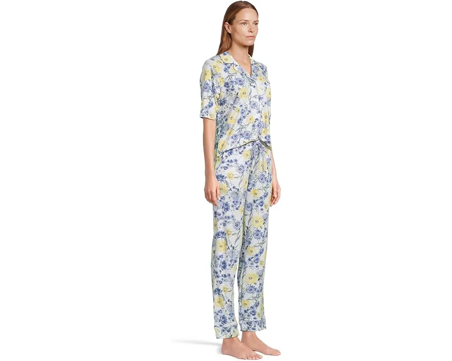 Пижамный комплект Karen Neuburger с рукавом три четверти и отложным воротником