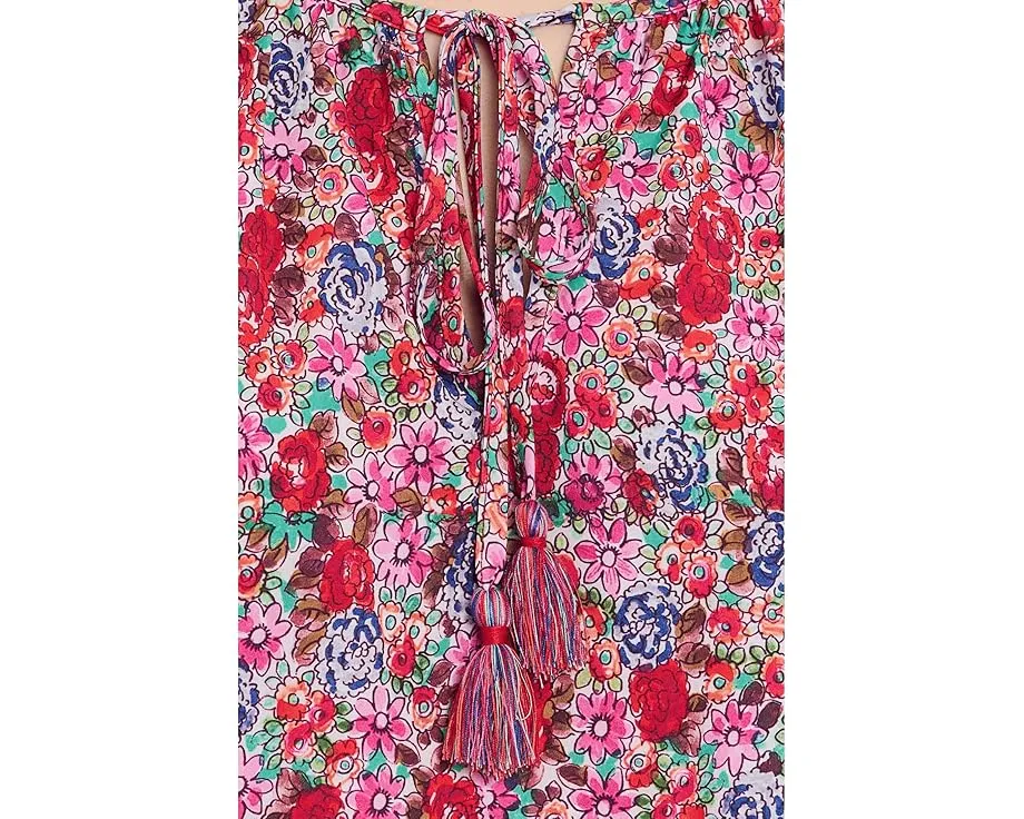 Petite Flutter Sleeve Peplum Woven Top with Ties