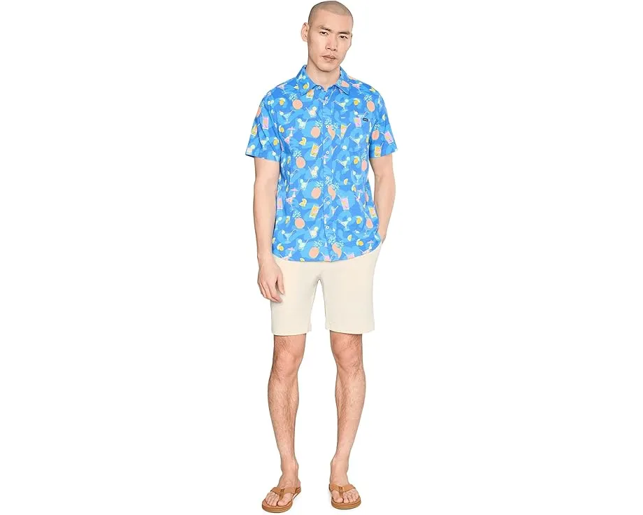 Chubbies Sunday Funday рубашка Breezetech голубая с цветочным принтом