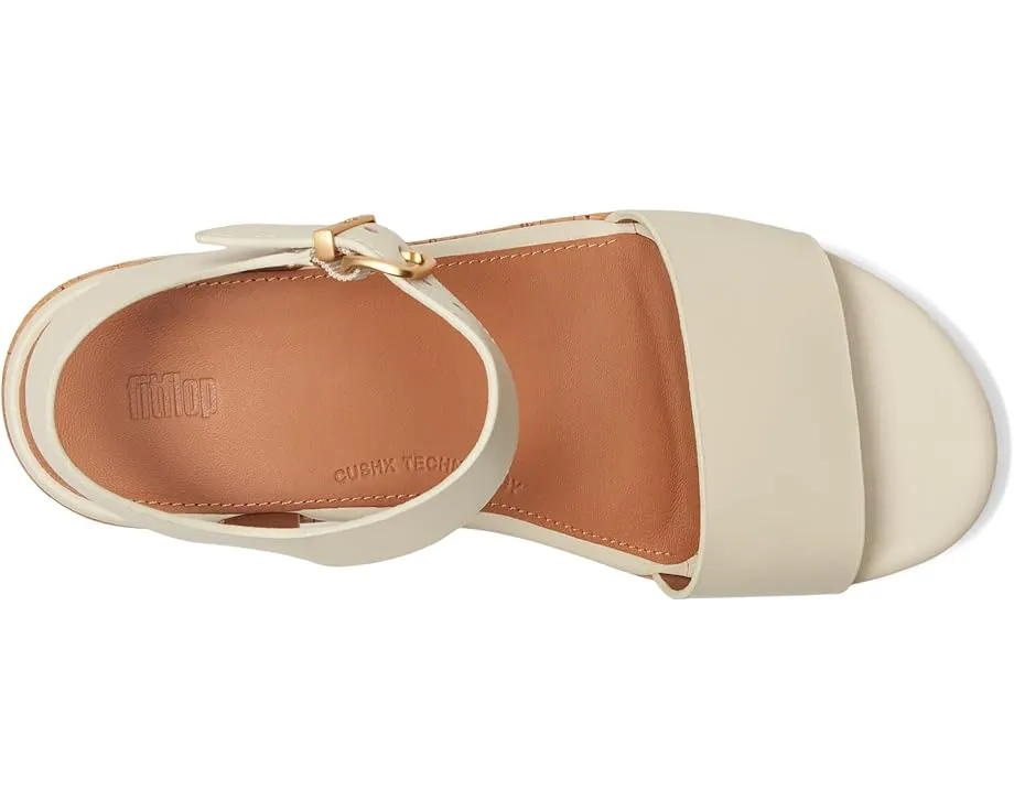 Сандалии FitFlop Platforms Leather/Cork на высоком каблуке-клин с кожаным верхом