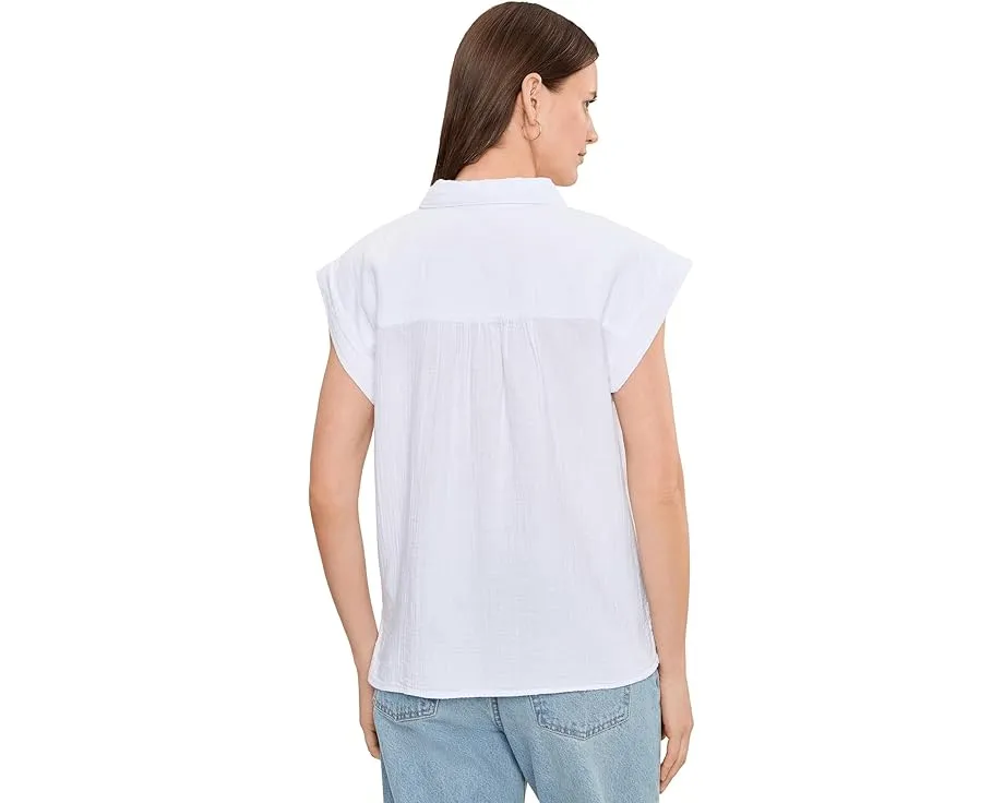 Gauze Sleeveless Henley Shirt