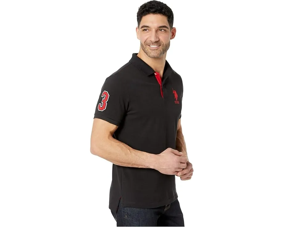 U.S. POLO ASSN. Поло Slim Fit Big Horse с полосатым воротником