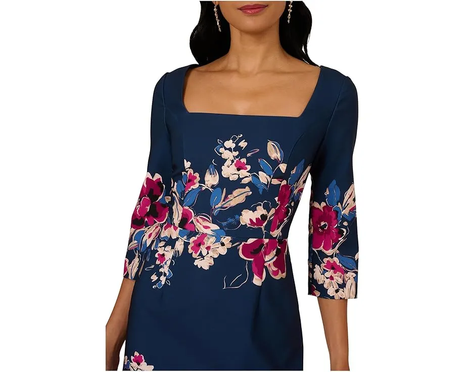 Платье миди с цветочной каймой Adrianna Papell приталенного кроя