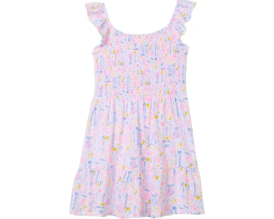 Платье Mini Jilly от Lilly Pulitzer Kids с квадратным вырезом и цветочным принтом