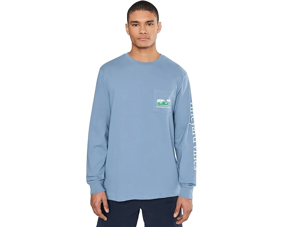 Длинная футболка Vineyard Vines с китом для гольфа и карманом