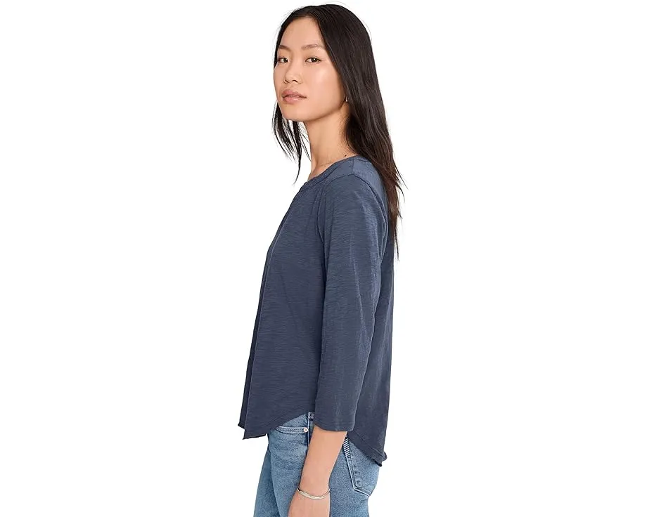 Футболка Mod-o-doc с рукавом 3/4 и разрезным воротником в стиле мандарин