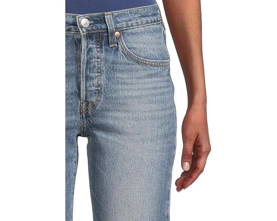 Джинсы Levi's 501 Crop зауженного кроя с высокой посадкой и потертостями