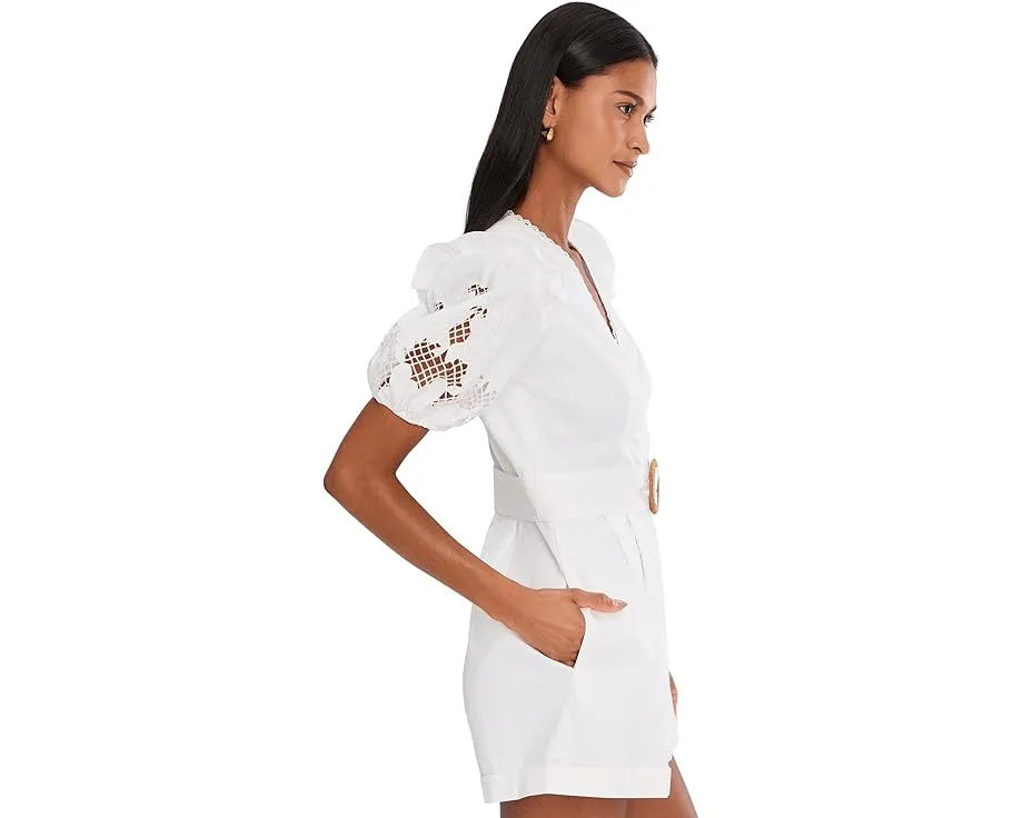 Комбинезон Adrianna Papell с пышными рукавами и кружевной вставкой