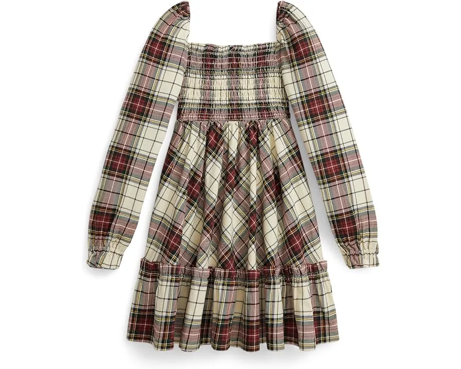 Платье для девочки Polo Ralph Lauren Kids из хлопкового джерси в клетку с рюшами