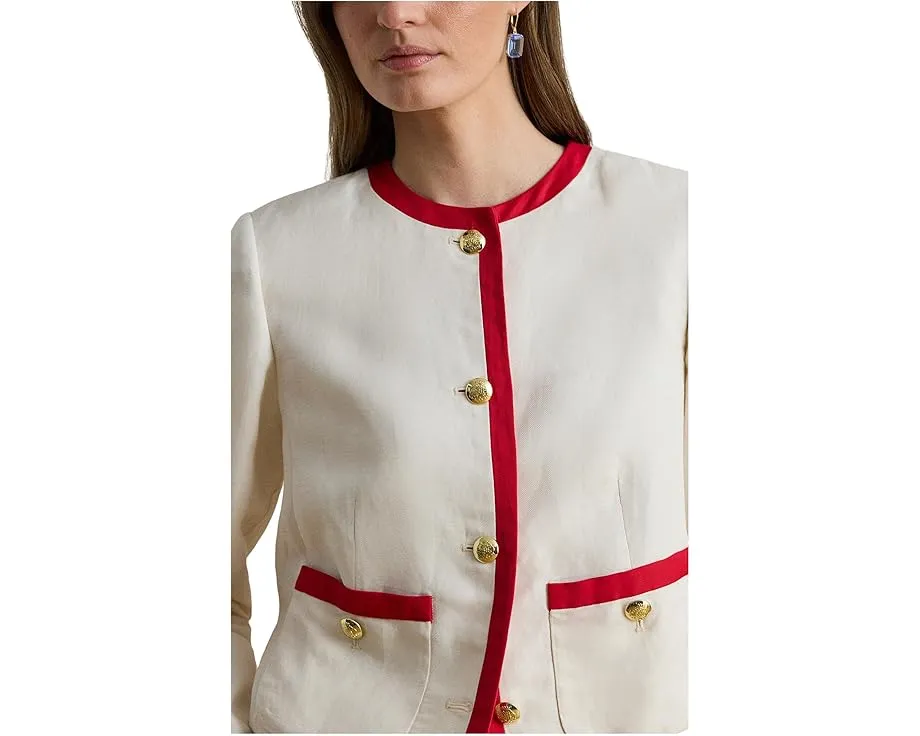 Блейзер Lauren Ralph Lauren Petite двухцветный из льняного твила с прямым кроем
