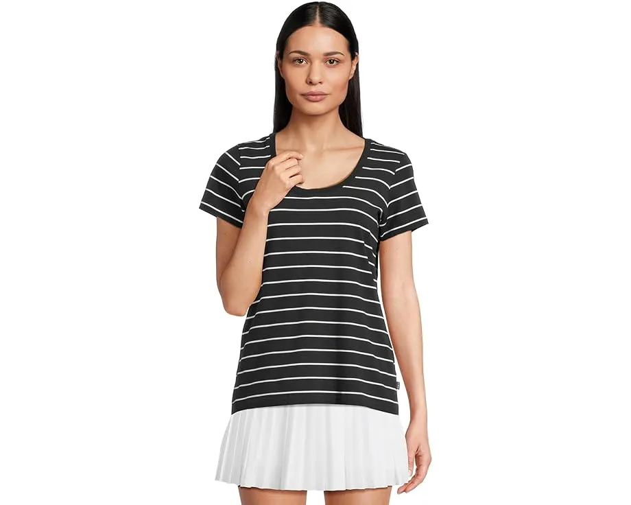 Мягкая футболка L.L.Bean из стрейч-супимы с круглым вырезом и коротким рукавом в полоску