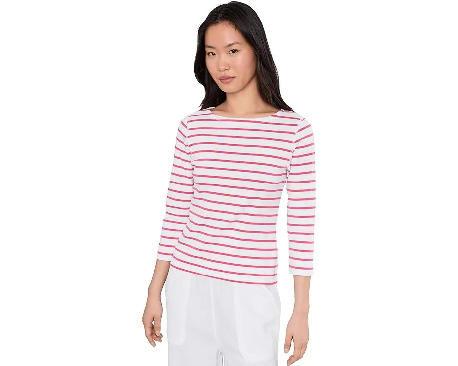 Lilla P Топ с лодочкой и рукавом 3/4 в рубчатую полоску