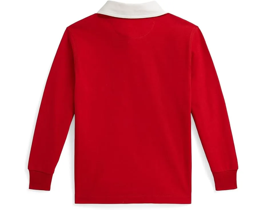 Рубашка-поло Polo Ralph Lauren Kids из хлопка с логотипом Triple-Pony и контрастным воротником